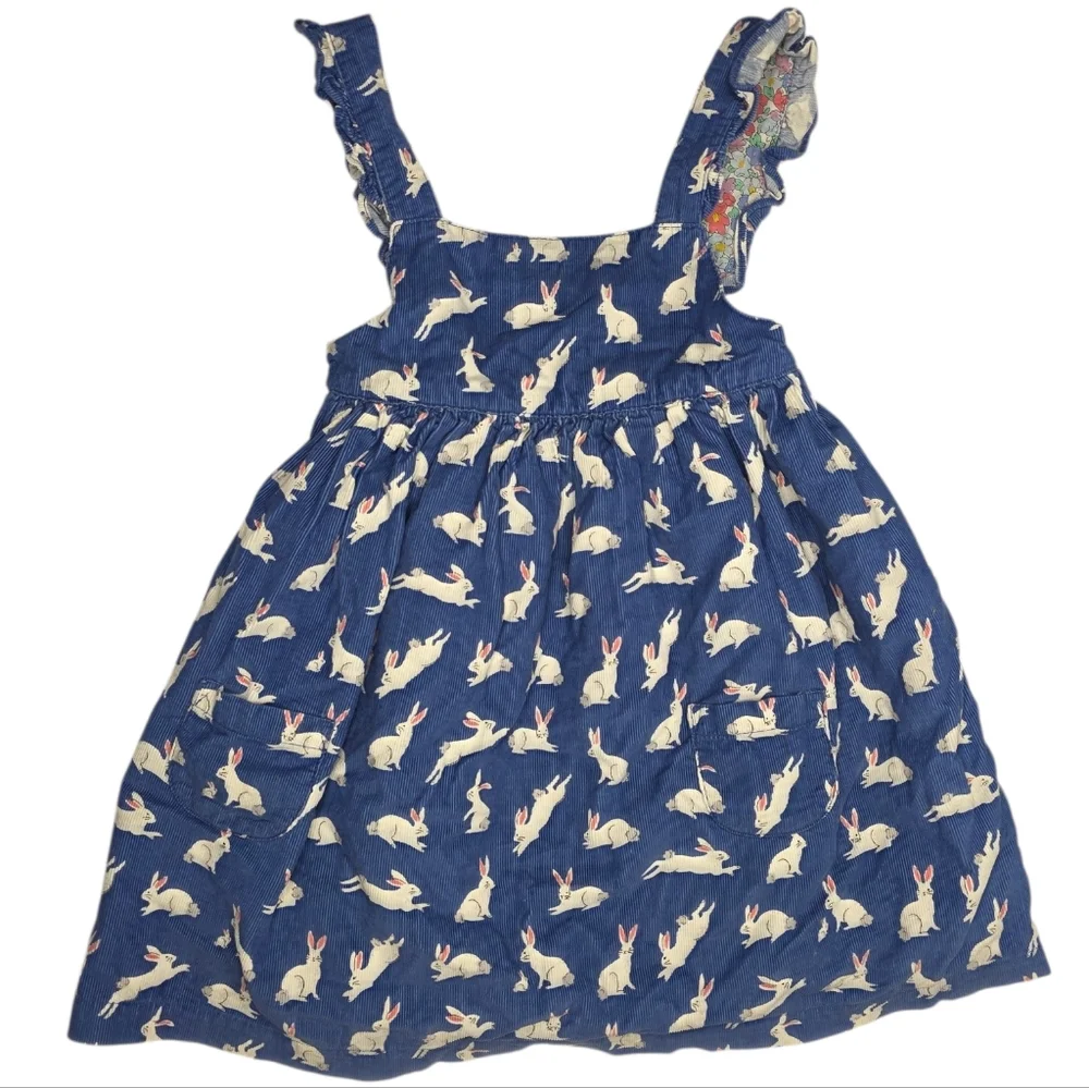 Mini Boden Navy Easter Bunny Print Pinefore Sundress